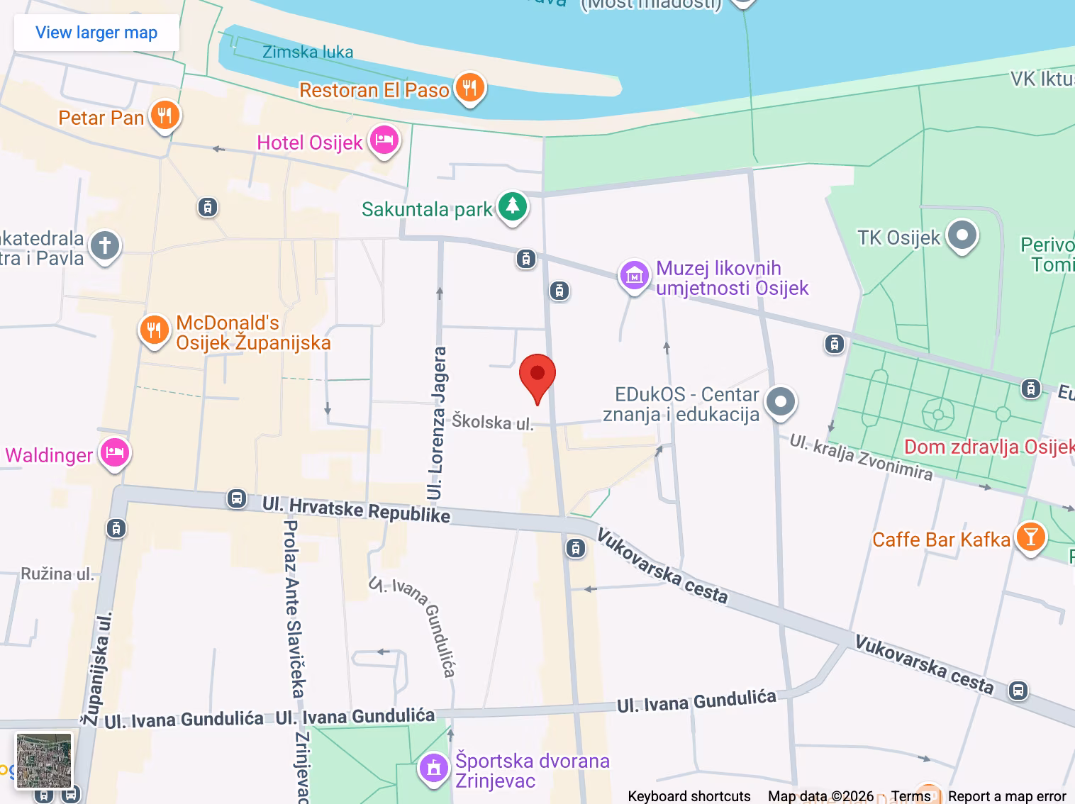 Map showing office at Stjepana Radića 10, Osijek